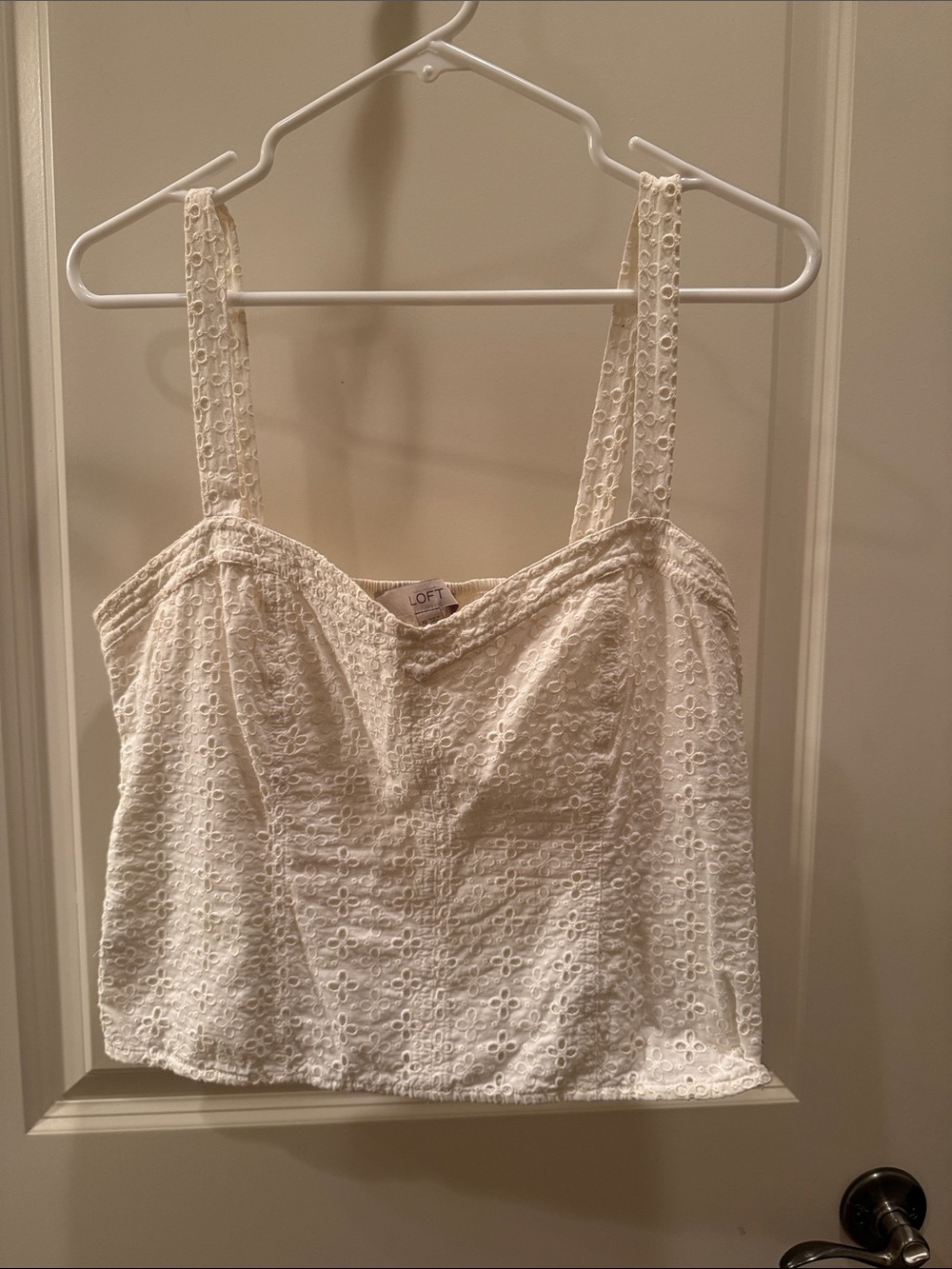 LOFT White Eyelet Square-Neck Camisole